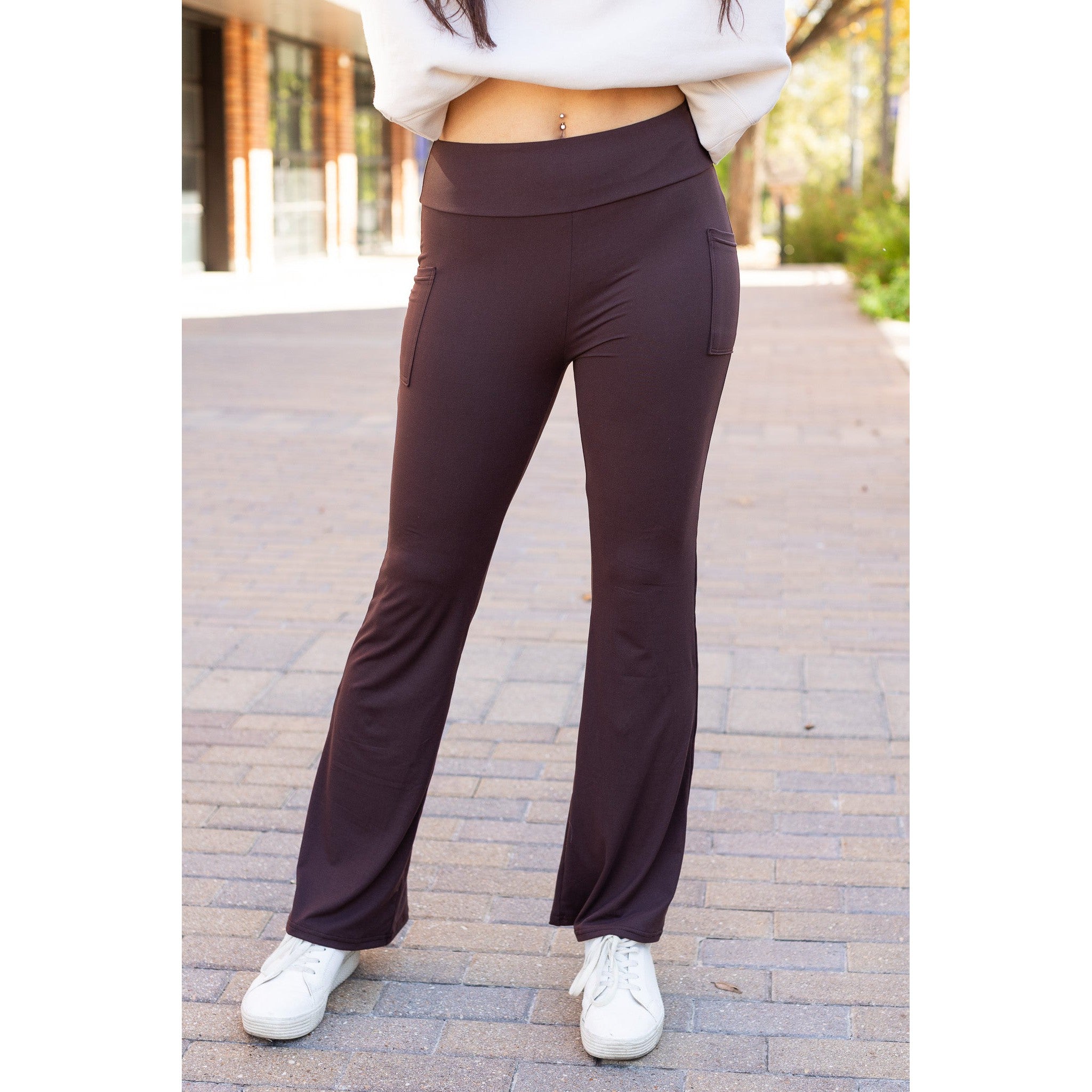 PreOrder | The Rhea - BROWN 30 Inch Bootcut Leggings with Pockets